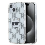 Husa pentru iPhone 15 / iPhone 14 / iPhone 13 - Karl Lagerfeld IML Luxury (KLHCP15SHKLPCHT) - Transparent Choupette Head&amp;Monogram