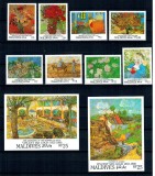 Maldives 1991 - Picturi, arta, Van Gogh, serie si colite neuzate