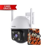 Kit camera de supraveghere de exterior Wi-Fi Tenda, Card memorie 64GB gratis, 4MP, Detectie AI, Dual-Lens 360, Audio bidirectional, IR 30m, Color noap