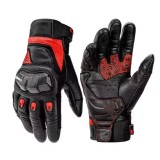 Mănuși moto din piele perforată MotoWolf &ndash; vară, protecție cu fibră de carbon, touch screen, roșu (ATV/Scuter/Motocicletă)