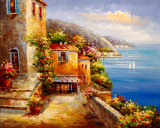 Tablou canvas Grecia, port, mare, pictura, 45 x 30 cm