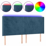 Cumpara ieftin Tablie de pat cu LED, albastru inchis, 183x16x118/128cm catifea