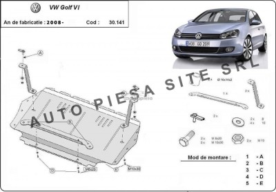 Scut metalic motor VW Golf 6 VI fabricat incepand cu 2009 APS-30,141 foto