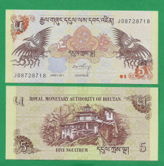 = BHUTAN - 5 NGULTRUM ? 2011 - UNC = foto