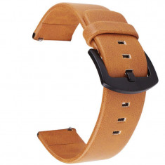 Curea piele, compatibila cu Fitbit Versa, Telescoape QR, 22mm, Cocoa Brown foto