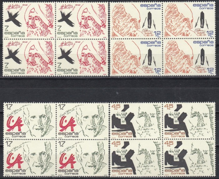 Spania 1985 - Personalități, Bloc de 4, MNH