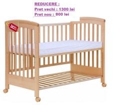 Patut co-sleeping 120x60 cu laterala culisanta si roti Dreamy Plus Natur foto