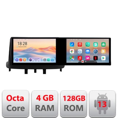 Navigatie Renault Megane 3 Fluence Kit-145 Edotec 2 ecrane 8 core 4+128 21.6 inch Incell android Wifi 5Ghz gps internet CarStore Technology foto