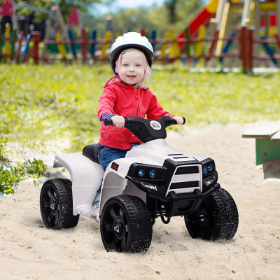 HOMCOM ATV electric pentru copii, lumini si claxon, negru/alb foto