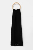 BOSS esarfa de lana culoarea negru, neted