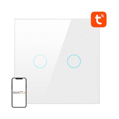 Intrerupator touch, LZTS02-EU-W2, Avatto, ABS, 10 A, 86 x 86 x 33 mm, Alb - Nu necesita nul foto