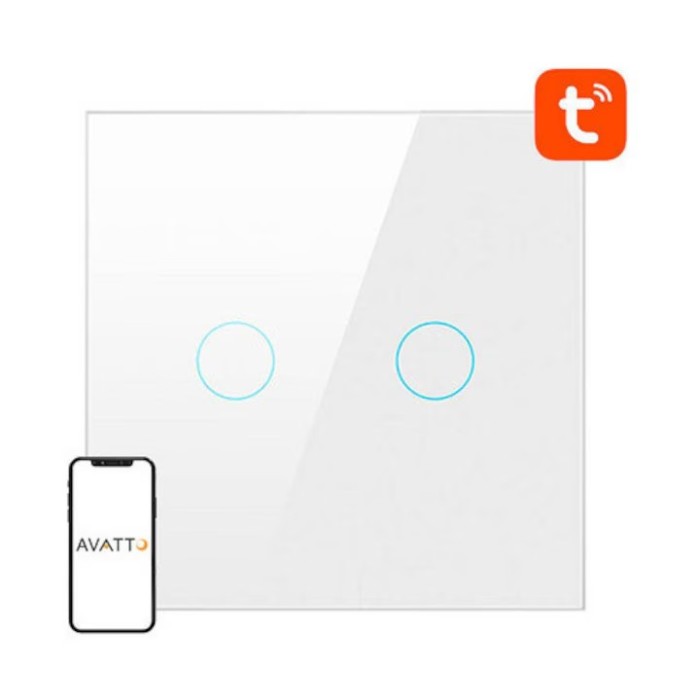 Intrerupator touch, LZTS02-EU-W2, Avatto, ABS, 10 A, 86 x 86 x 33 mm, Alb - Nu necesita nul
