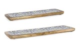 Cumpara ieftin Set 2 tavi lemn mango email Majolicas 38x12x2h, 46x15x2h