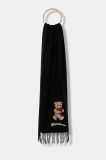 Moschino eșarfă de l&acirc;nă culoarea negru, cu imprimeu, M3330 30835