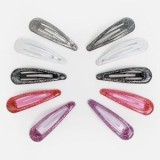 Clame de păr metalice cu glitter, set 10 buc, 5 cm, multicolore, CMCLASS