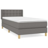 Cumpara ieftin Pat box spring cu saltea, gri inchis, 80x200 cm, textil