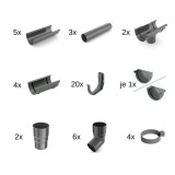 Set Complet Jgheaburi 10m Grafit, Sistem Drenaj Acoperiș