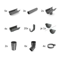 Set Complet Jgheaburi 10m Grafit, Sistem Drenaj Acoperiș