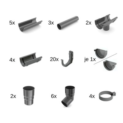 Set Complet Jgheaburi 10m Grafit, Sistem Drenaj Acoperiș foto