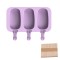 Forma inghetata cu 3 compartimente, din silicon alimentar, 50 de bete, Forma ovala, Mov, 19 x 11 cm, TopBazar