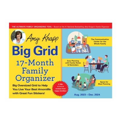 2024 Amy Knapp&amp;#039;s Big Grid Family Organizer Wall Calendar: August 2023 - December 2024 foto