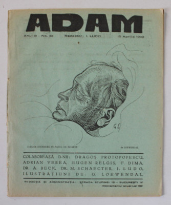 ADAM , REVISTA , redactor I. LUDO , NR. 48 , 1932 foto