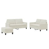 Cumpara ieftin Set de canapele cu perne, 3 piese, crem, catifea
