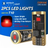 Becuri led T10 W5W Canbus 3 SMD 3838 Xentech Light set de 2 buc - Rosu