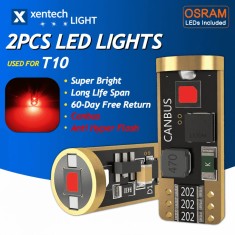 Becuri led T10 W5W Canbus 3 SMD 3838 Xentech Light set de 2 buc - Rosu