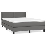 Cumpara ieftin Pat box spring cu saltea, gri, 140x200 cm, piele ecologica