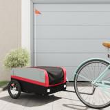 VidaXL Remorcă pentru biciclete, negru și roșu, 45 kg, fier