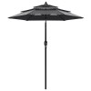 Gossi umbrela de gradina 3 niveluri, stalp aluminiu, antracit, 2 m