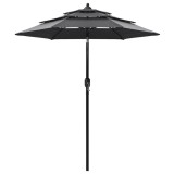 Cumpara ieftin Umbrelă de grădină 3 niveluri, st&acirc;lp aluminiu, antracit, 2 m