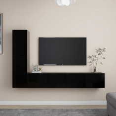 vidaXL Set dulapuri TV, 4 buc., negru, lemn prelucrat foto