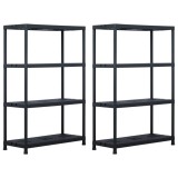 Cumpara ieftin Rafturi de depozitare 2 buc. negru 90x40x138 cm plastic 220 kg
