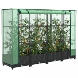 VidaXL Strat &icirc;nălțat cu husă de seră, aspect ratan, 160x40x123 cm
