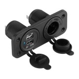 Mufa auto de montaj 2x USB 3.1A + priza bricheta 12&ndash;24V