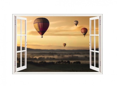 Sticker decorativ, Fereastra 3D, Baloane, 85 cm, 608STK foto