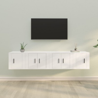vidaXL Set dulap TV, 4 piese, alb, lemn prelucrat foto
