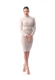 P726-155 Rochie chic cu maneci lungi si butoni in talie, M/L