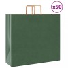 VidaXL Pungi de h&acirc;rtie 50 buc cu m&acirc;nere verde 54x15x49 cm