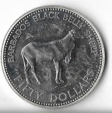 Moneda 50 dollars 1981, FAO - Barbados, 27,35 g argint 0,500, tiraj: 6012, America Centrala si de Sud