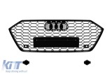 Grila tip RS7 vopsita &icirc;n negru, potrivita pentru Audi A7 Sportback dupa 2019 fara ACC, pentru modelul echipat cu bumper standard sau S-line, cu deschi