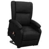 vidaXL Fotoliu de masaj cu ridicare, negru, piele ecologică 329692