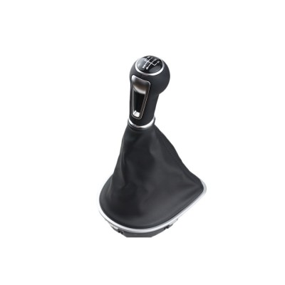 Nuca si manson schimbator de viteze Emzone, Compatibil cu Seat Leon/Toledo/Altea, 5 trepte, Piele ecologica/ABS, Negru/Argintiu foto