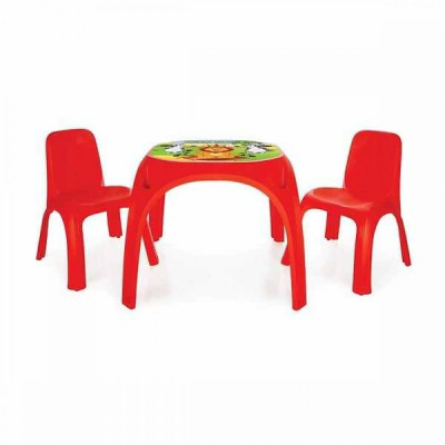 Masuta cu doua scaunele Pilsan King Study Table Rosu foto