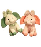 Elefant de Pluș cu Eșarfă Caroiață și Fundă 2 Culori