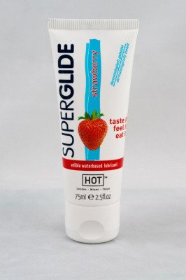 Lubrifiant cu aroma de capsuni HOT Superglide - 75ml foto