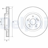 Set discuri frana fata DELPHI, Honda Cr-V IV (Rm ), 01.12-, Fata; puntea fata