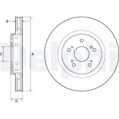 Set discuri frana fata DELPHI, Honda Cr-V IV (Rm ), 01.12-, Fata; puntea fata